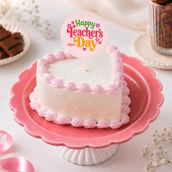 Teacher's Day Strawberry Heart Bento Cake