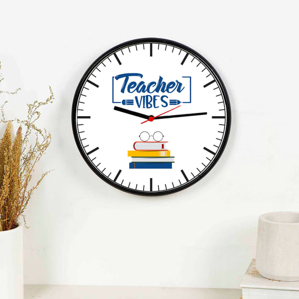 Teacher Vibes Wooden Wall Clock