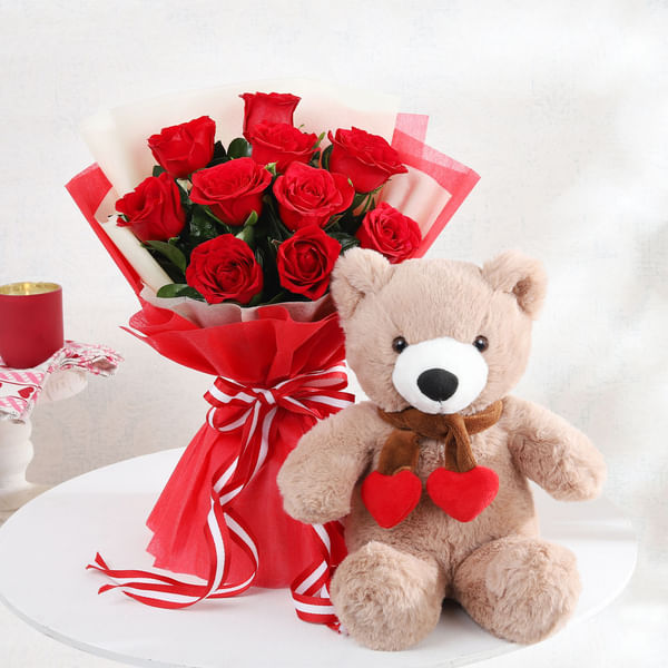 Teddy and Roses Gift Combo