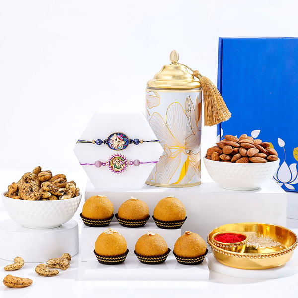 Tempting Besan Laddoo And Rakhi Hamper