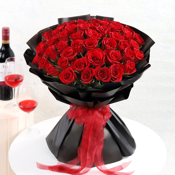 The Love Floret Of 50 Red Rose