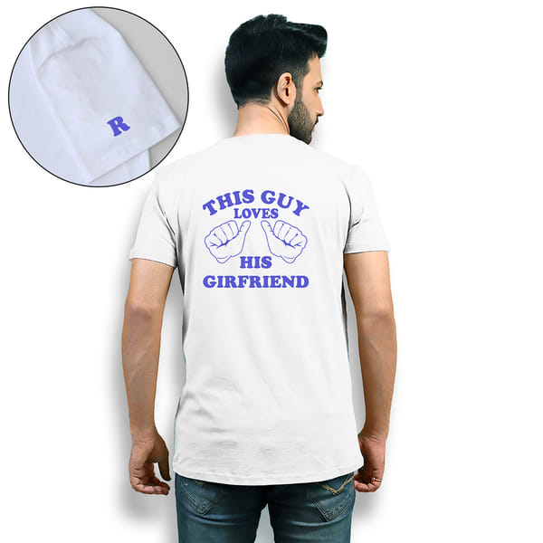 This Guy Loves His Girlfriend - Personalized Mens T-shirt - White