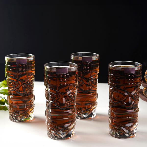 Tiki Tower Cocktail Glasses - Set Of 4