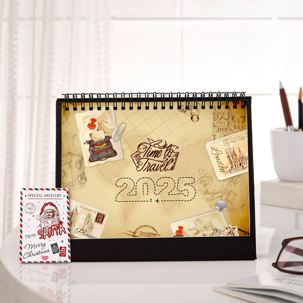 Time To Travel - Personalized 2026 Desk Calendar Secret Santa Gift