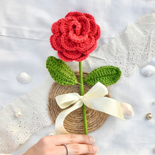 Timeless Love Handcrafted Crochet Red Rose