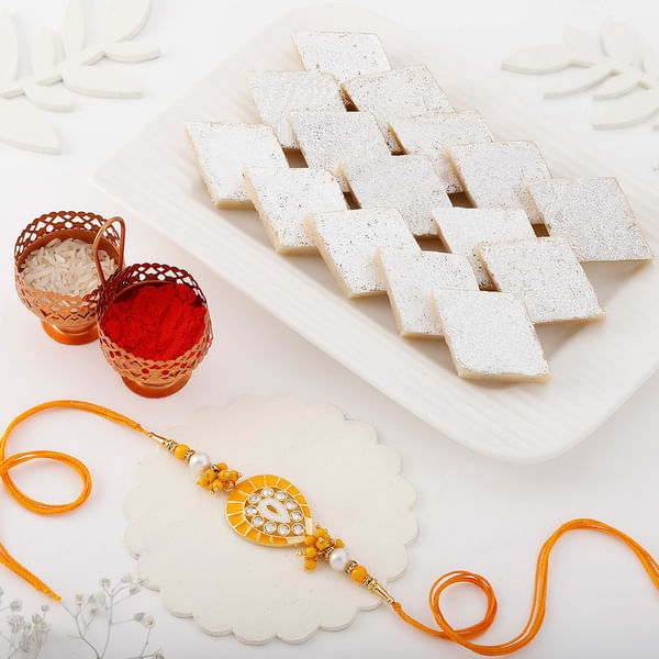 Timeless Rakhi With Kaju Katli