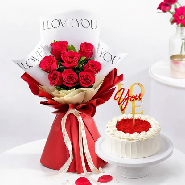 Timeless Roses & Cake Combo