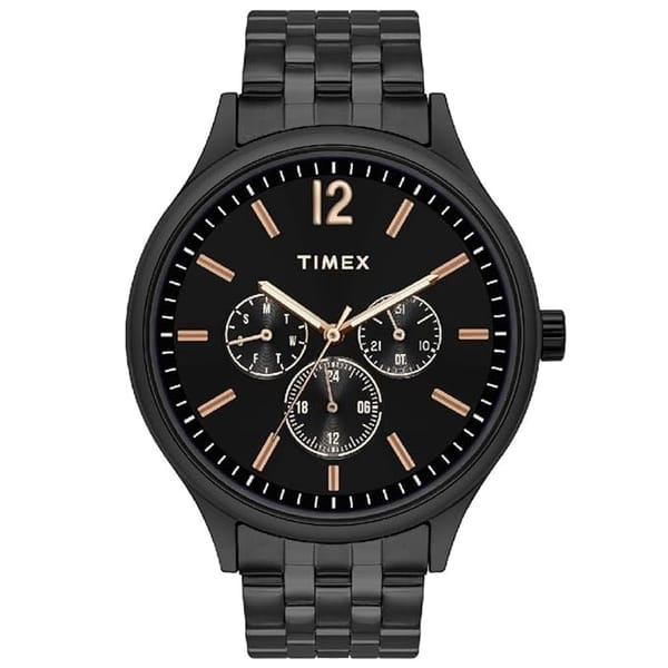 TIMEX-Stainless-Black Bracelet-Resistant Watch