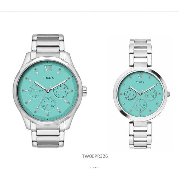 Timex Tiffany Blue Dial St Steel Bracelet Watch Set