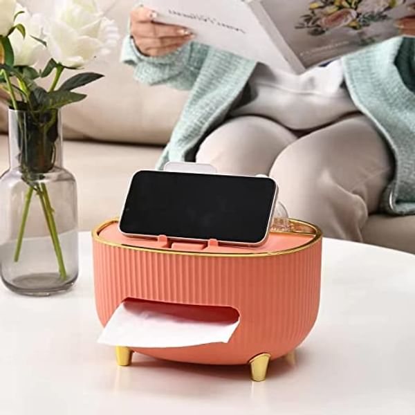 Tissue Box With Multipurpose Organizer - Single Piece