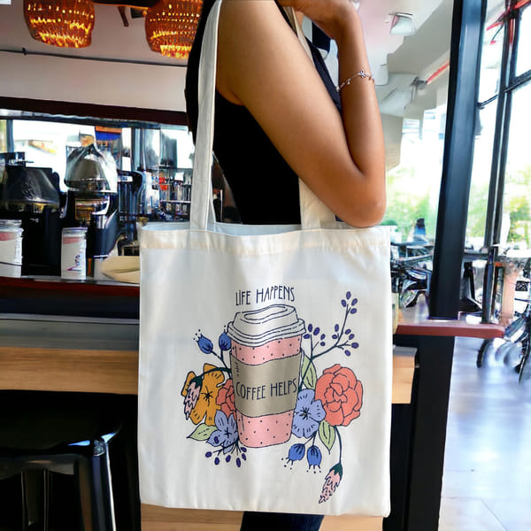 Tote Bag - Life Happens Coffee Helps - Assorted - Single Piece