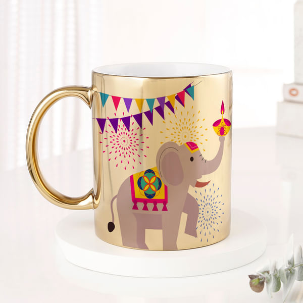 Traditional Festivities Personalized Metallic Mug - Gold