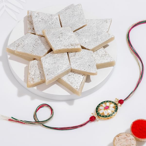 Traditional Kundan Rakhi Gift Combo