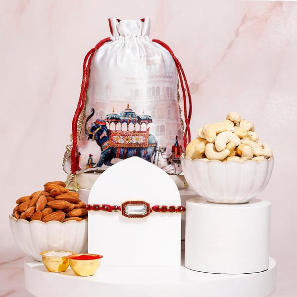 Traditional Kundan Rakhi Potli Hamper
