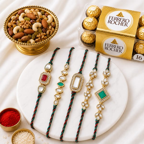 Traditional Kundan Rakhi with Sweets