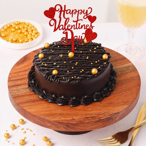 Truffle Cake with Golden Accents for Valentine's Day