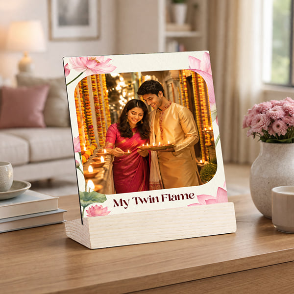 Twin Flame Personalized Wooden Photo Frame