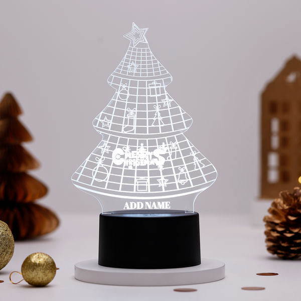 Twinkling Tree LED Lamp With Black Base - Personalized
