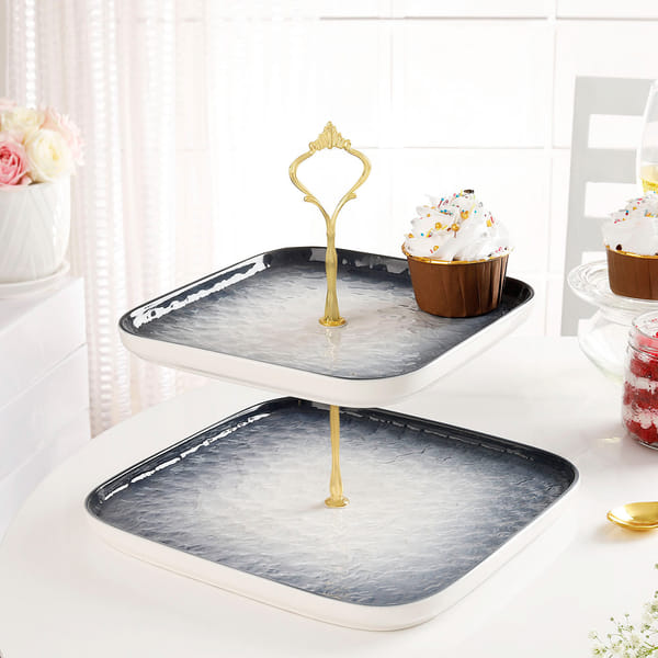 Two-Tiered Ceramic Cupcake Stand