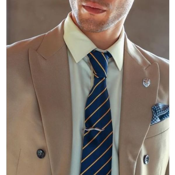 Two Tone Striped Neck Tie - Navy