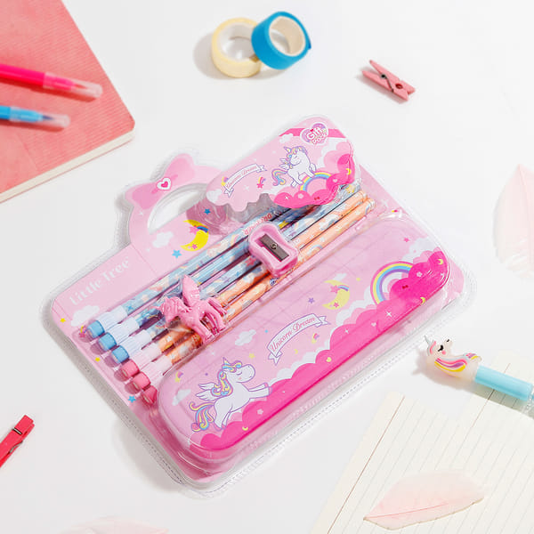 Unicorn Pencil Kit with Eraser & Sharpener - 9 Pcs