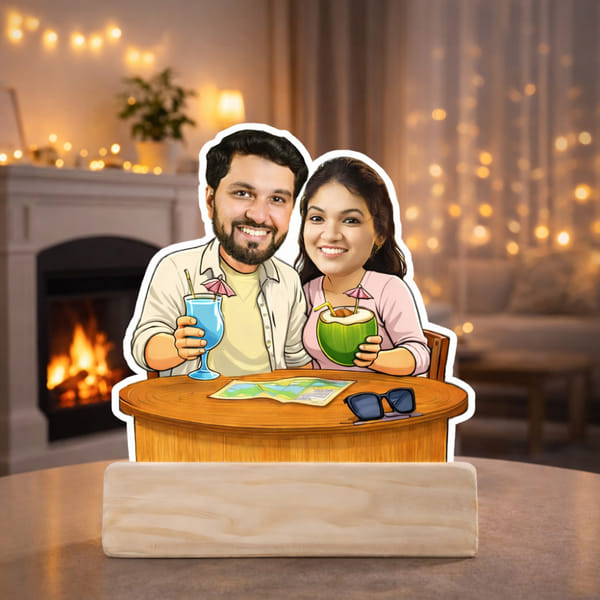 Vacation Mood Personalized Caricature Gift For Couples