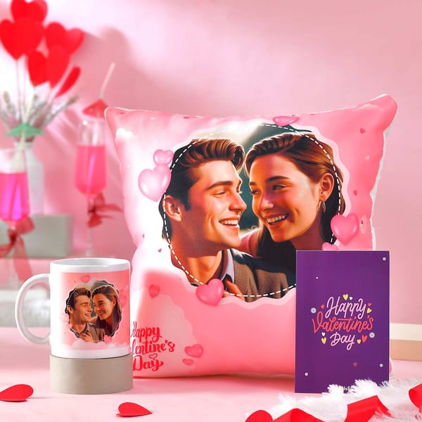 Valentine's Day Personalized Picture Cushion And Mug