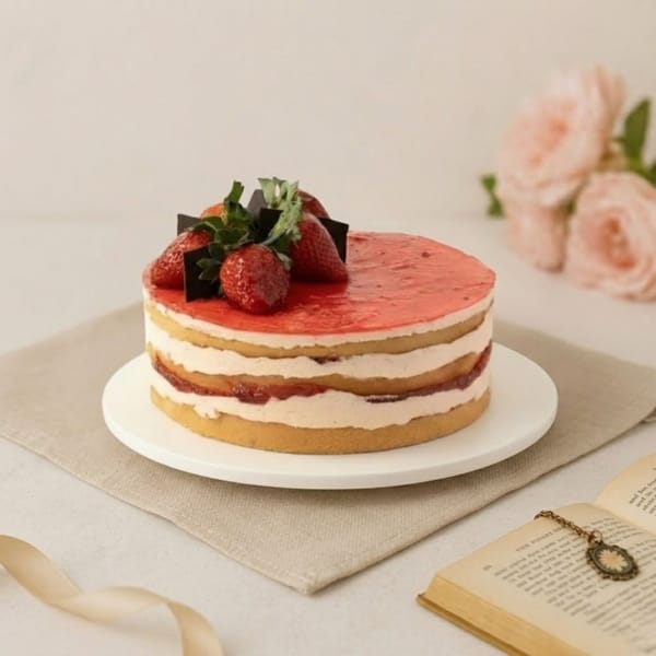 Vanilla Sponge with Strawberry Filling and Cream