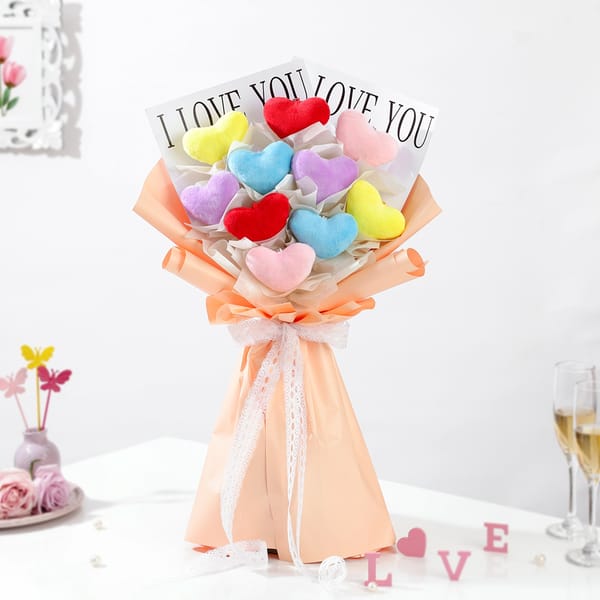 Vibrant Bouquet Of Heart Keychains