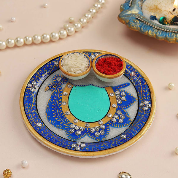 Vibrant Karwa Chauth Puja Thali