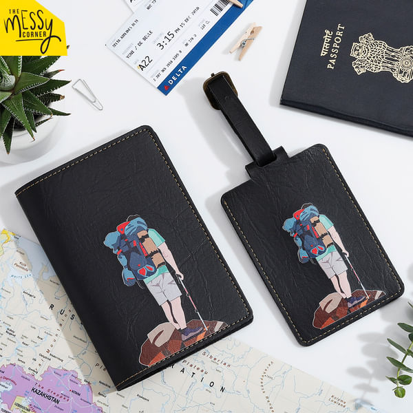 Wanderlust Passport Cover and Luggage Tag Combo For Men