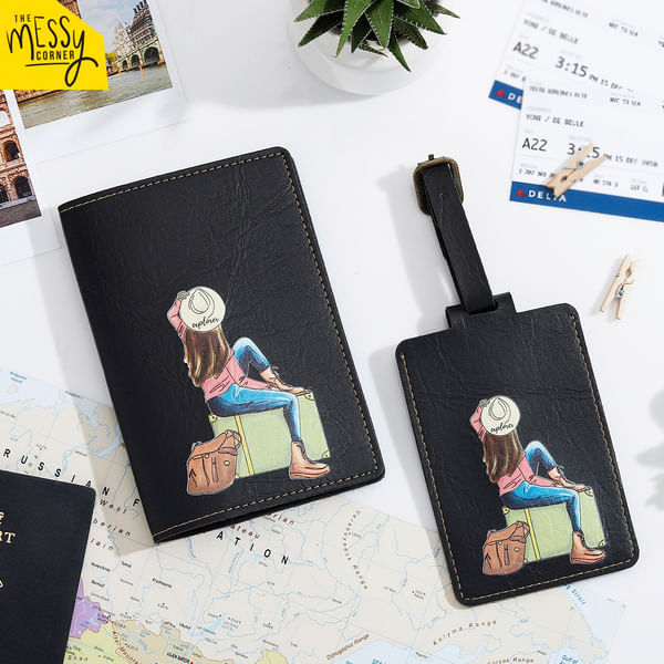 Wanderlust Passport Cover and Luggage Tag Combo For Women