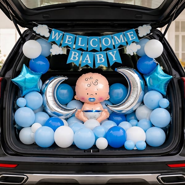 Welcome Baby Boy Car Trunk Balloon décor