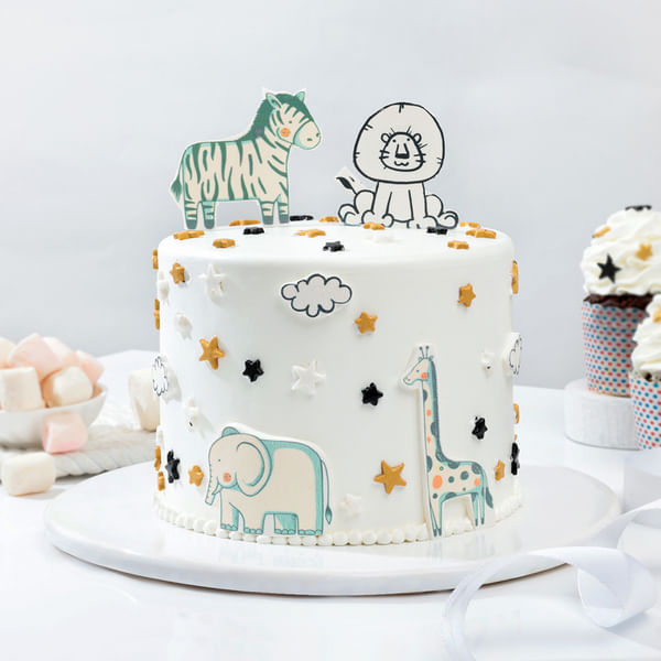 Whimsical Animal Themed SemiFondant Cake 1 kg