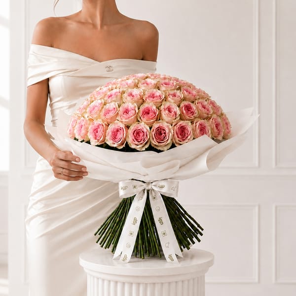 Whispers of 100 Sweet Avalanche Roses Bouquet