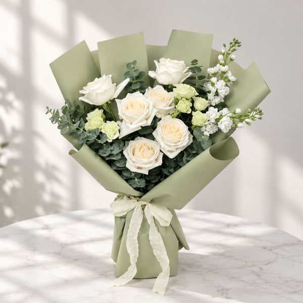 Whispers of Ivory and Sage Bouquet
