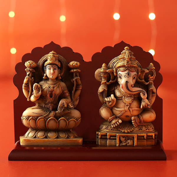 White And Gold Laxmi Ganesha Idols