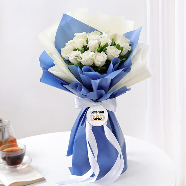 White Roses Bouquet for Father's Day