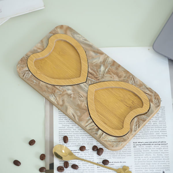 Wooden Tray - Heart - Assorted - Single Piece