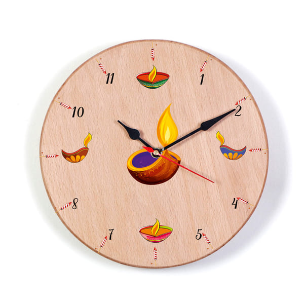 Wooden Wall Clock For Diwali