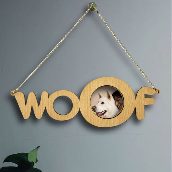 Woof Photo Frame - Beach Wood