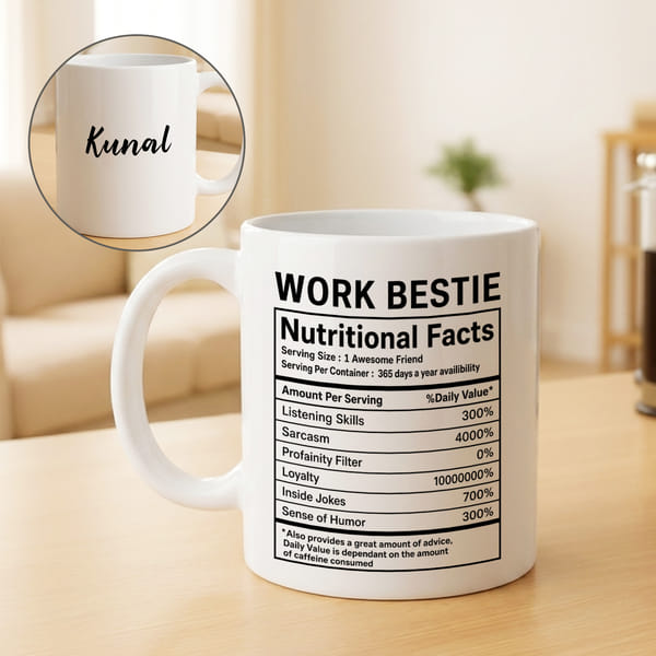 Work Bestie Nutritional Facts Personalized Mug