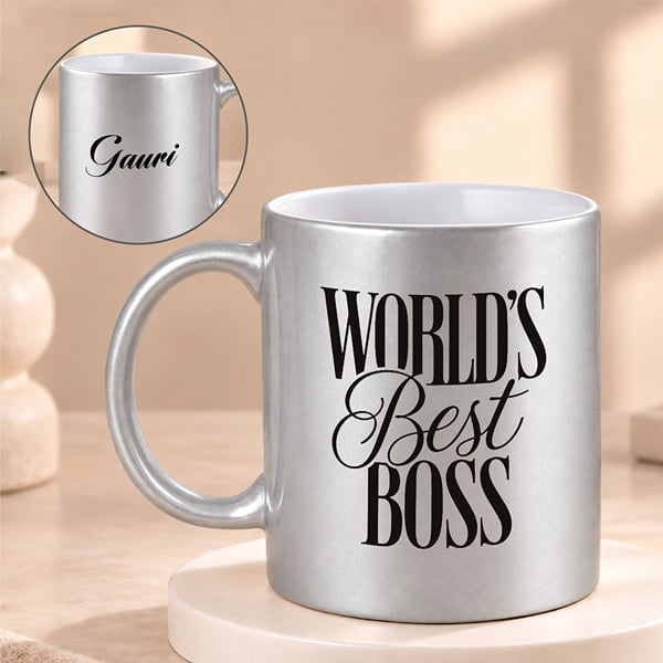 World's Best Boss Personalized Silver Coffee Mug