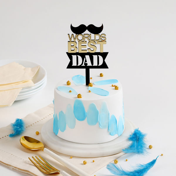 World's Best Dad Pearls And Petals Cake