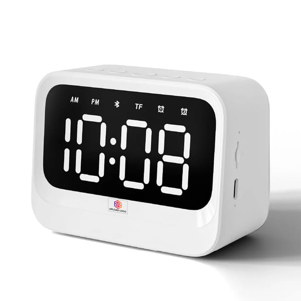 Xech Mini Clock Speaker with Auto Sync Time and Dual Alarms