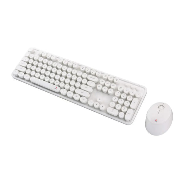 Xech Wireless Keyboard and Mouse Combo with Retro Round Keys