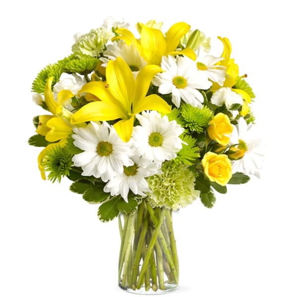Yellow & White Mixed Flower Bouquet