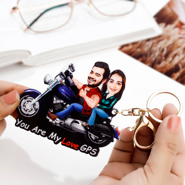 You Are My Love GPS - Personalized Caricature Bike Keychain