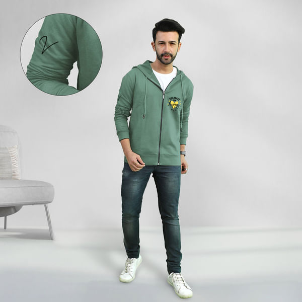 You Make Me Happy - Personalized Men's Zipper Hoodie - Sage