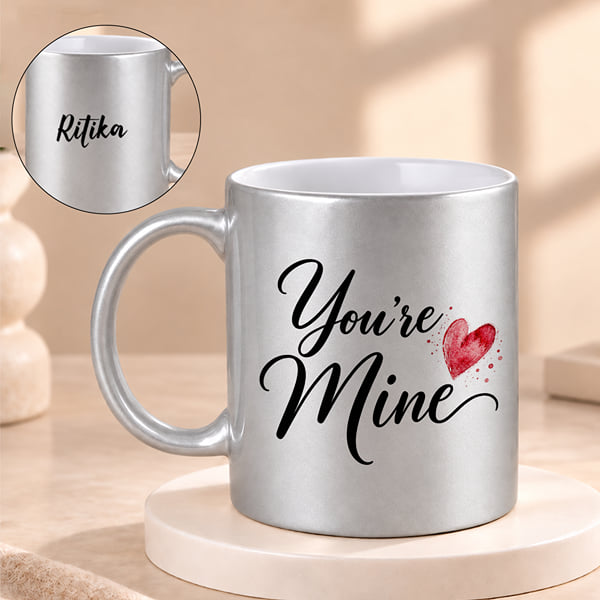 You're Mine Personalized Silver Karwa Chauth Mug